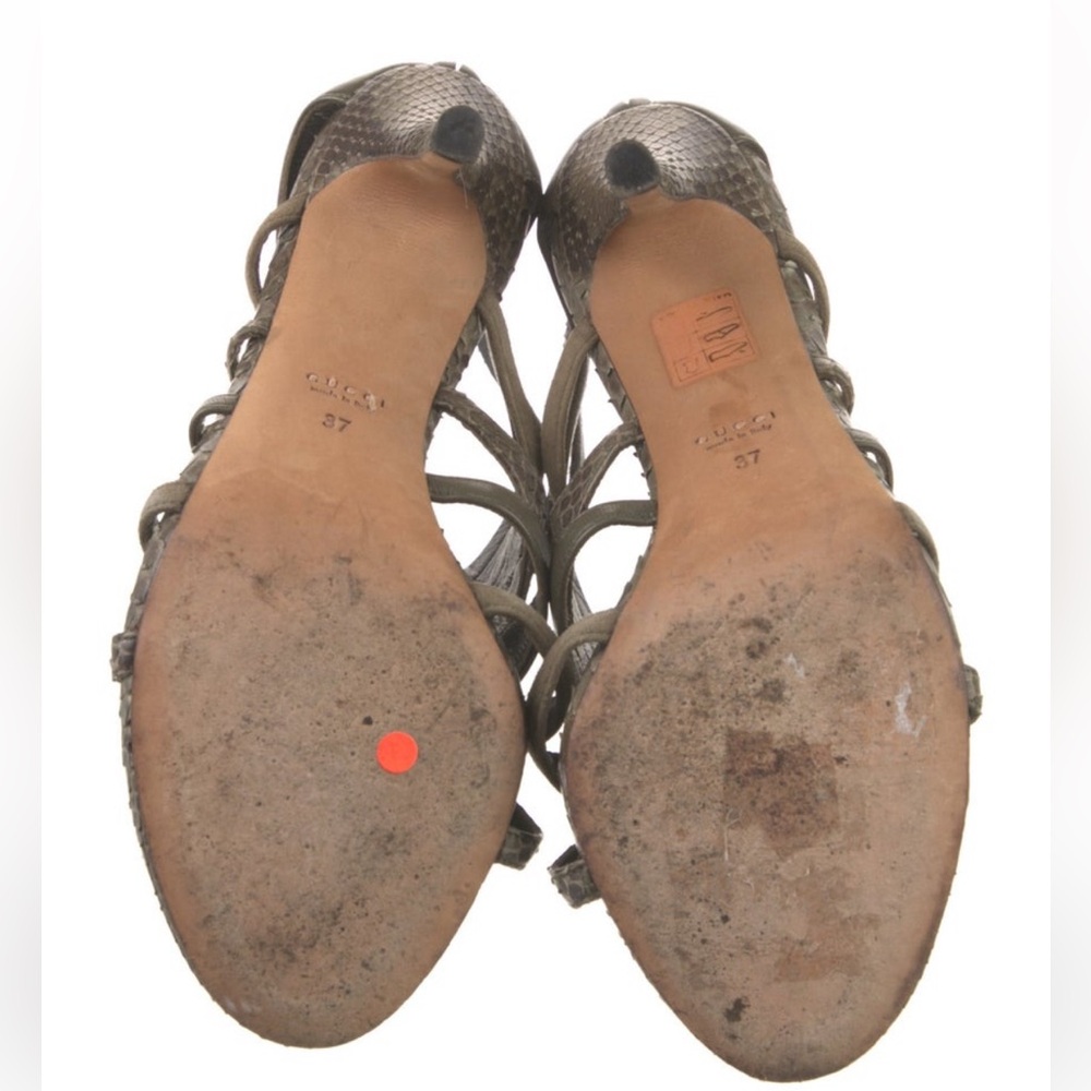 Gucci Green Python Strappy Sandals - image 5